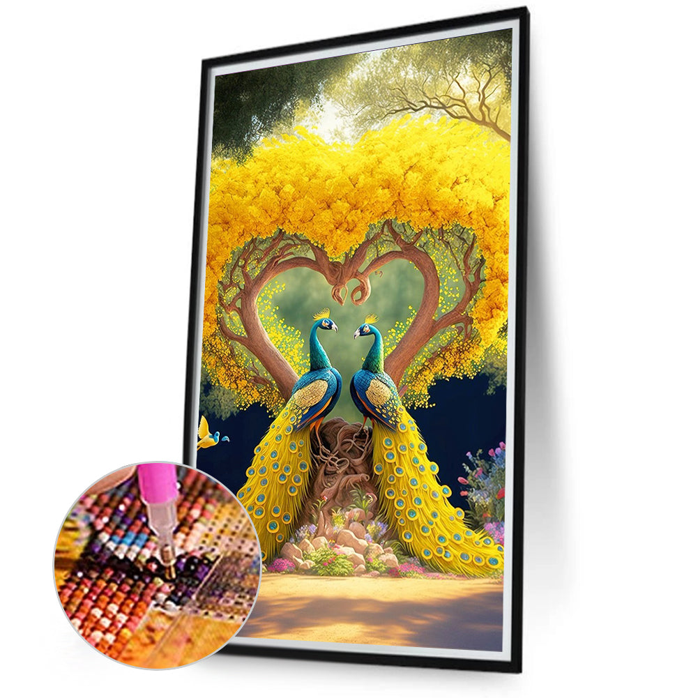 Golden Peacock - Full Round Drill Diamond Painting 40*70CM