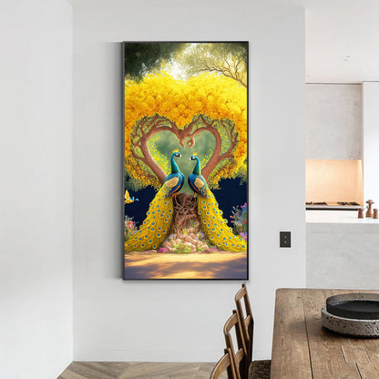 Golden Peacock - Full Round Drill Diamond Painting 40*70CM