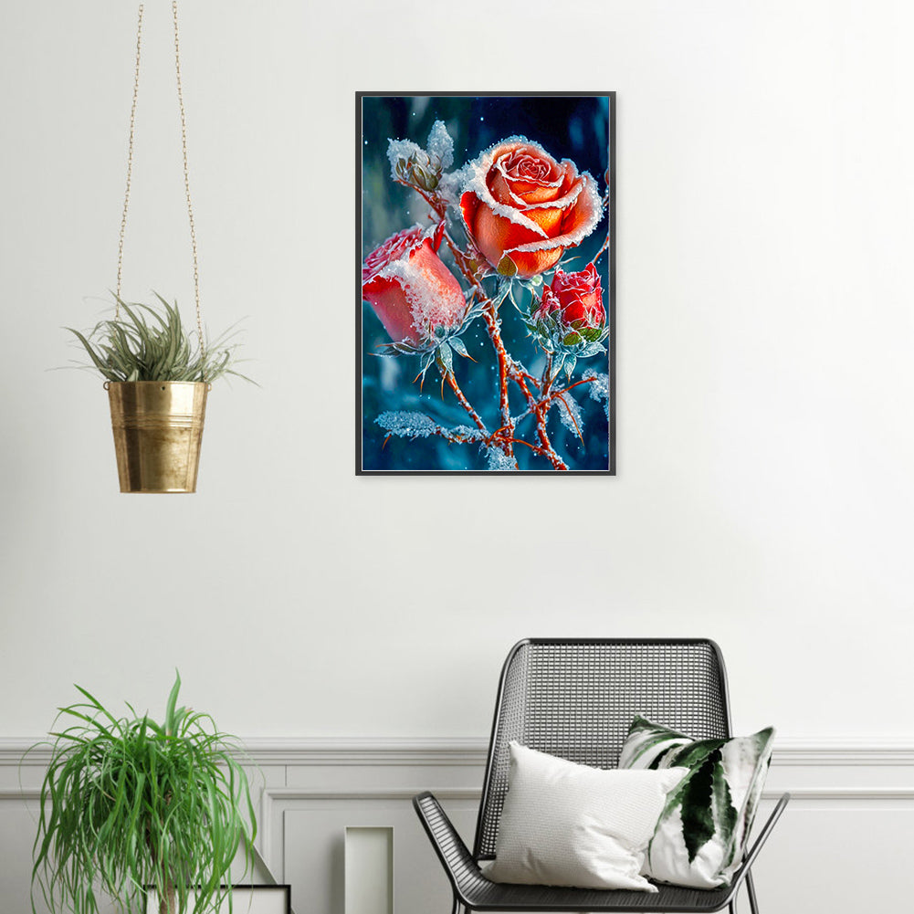 Frozen Red Rose - Full Round Drill Diamond Painting 40*60CM