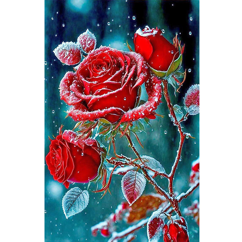 Frozen Red Rose - Full Round Drill Diamond Painting 40*60CM