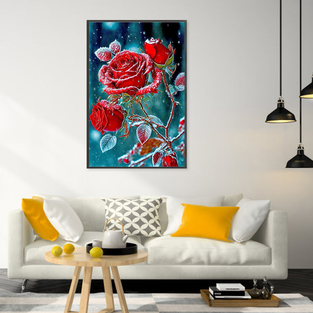 Frozen Red Rose - Full Round Drill Diamond Painting 40*60CM