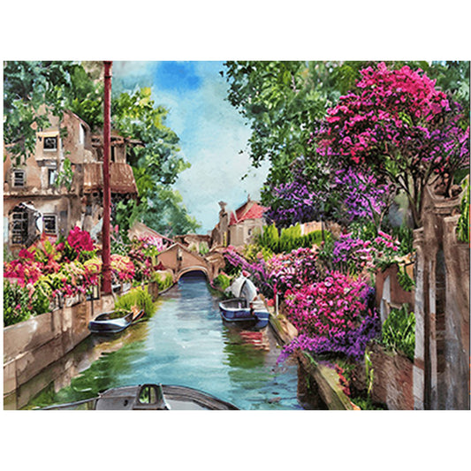 River Bank Scenery - Full Round Drill Diamond Painting 40*30CM