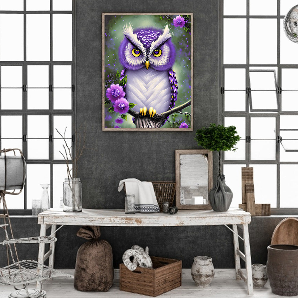 Owl - Full Round Drill Diamond Painting 30*40CM