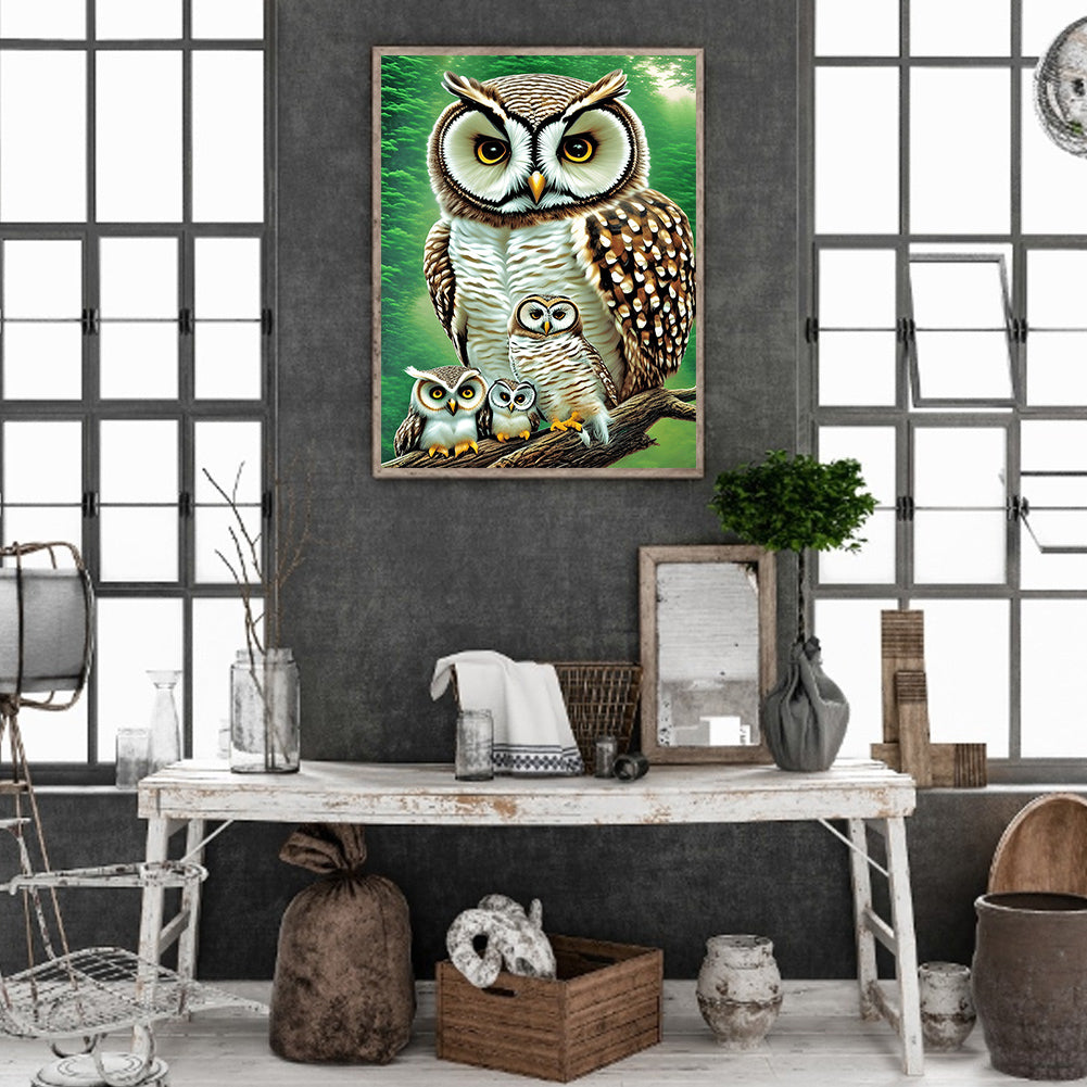 Owl - Full Round Drill Diamond Painting 30*40CM