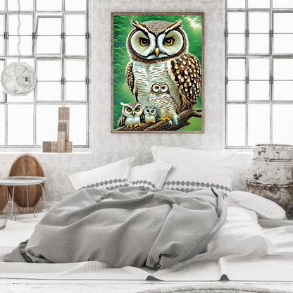 Owl - Full Round Drill Diamond Painting 30*40CM