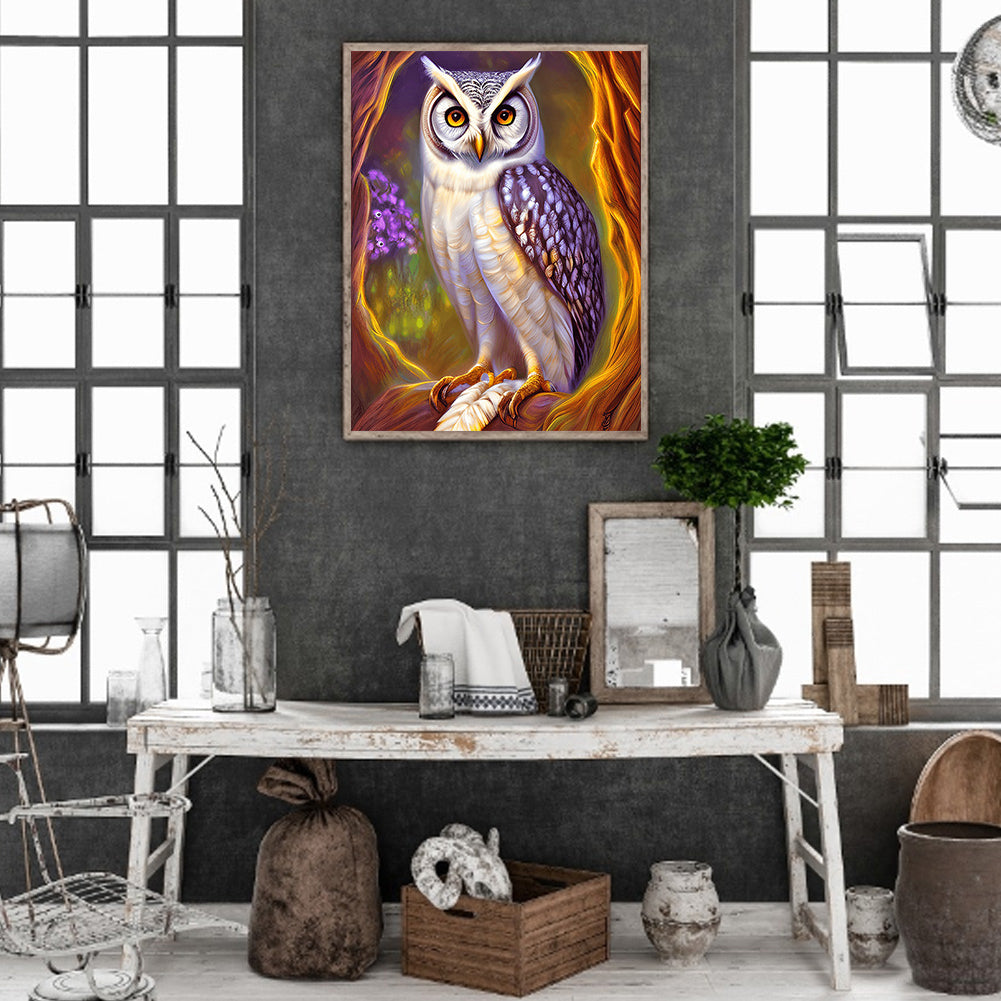 Owl - Full Round Drill Diamond Painting 30*40CM