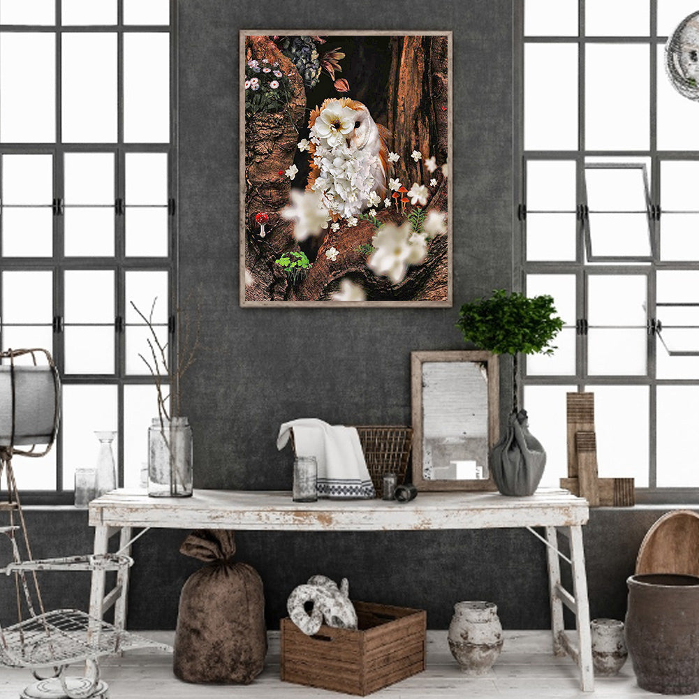 Owl - Full Round Drill Diamond Painting 30*40CM