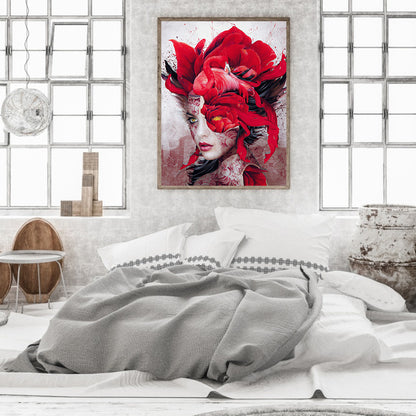 Red Parrot Woman - Full Round Drill Diamond Painting 30*40CM