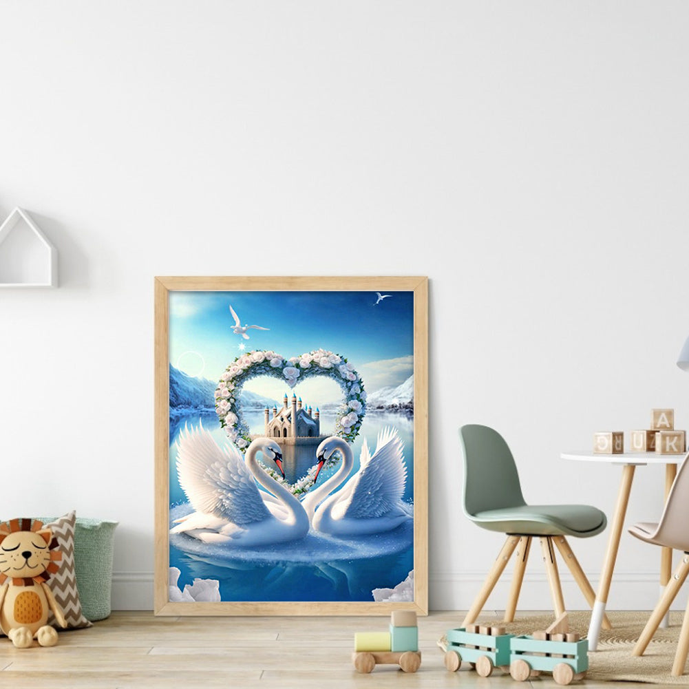 Romantic Fantasy Swan - Full Round Drill Diamond Painting 30*40CM