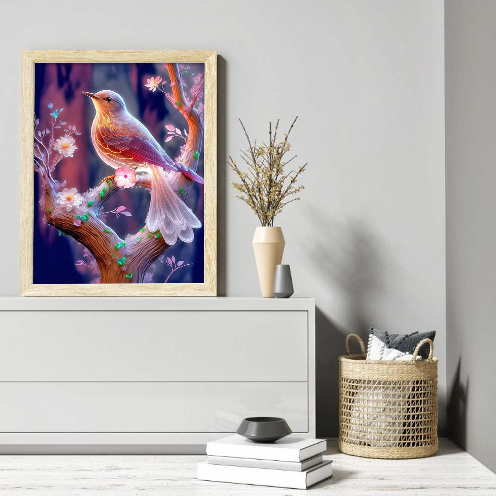 Bird On Dreamy Branch - Full Round Drill Diamond Painting 30*40CM