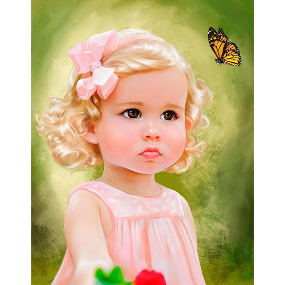 Cute Girl - Full Round Drill Diamond Painting 30*40CM