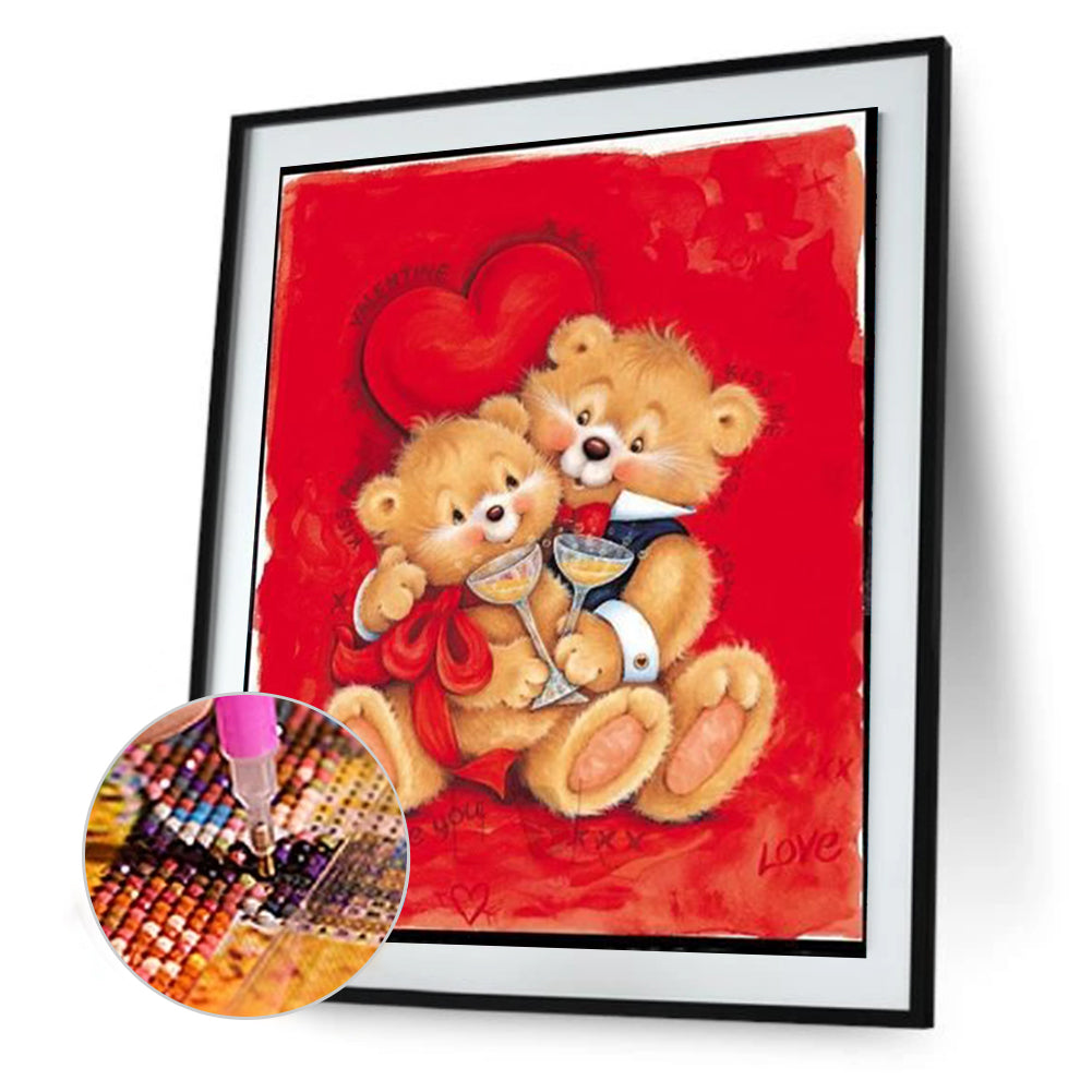 Love Valentine'S Day Bear - Full Round Drill Diamond Painting 30*40CM