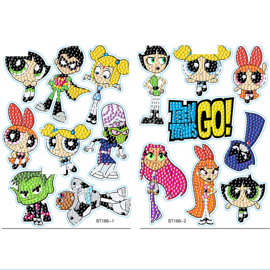 2pcs Dot Drill Sticker Cartoon Pattern DIY Art Craft for Kids Adult Gift Rewards