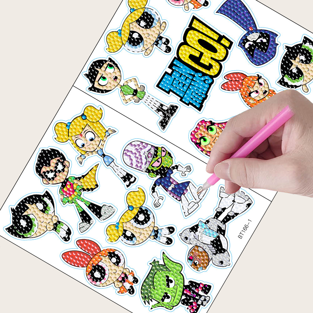 2pcs Dot Drill Sticker Cartoon Pattern DIY Art Craft for Kids Adult Gift Rewards