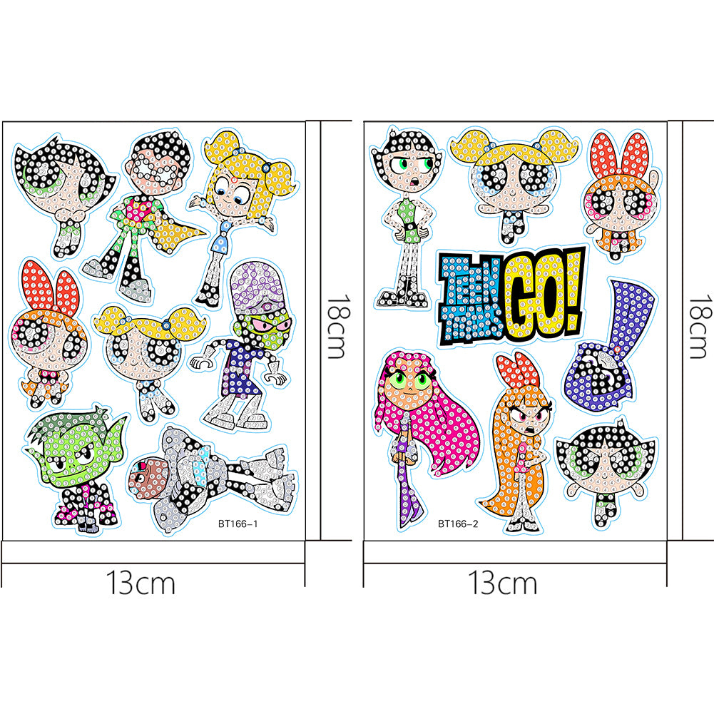 2pcs Dot Drill Sticker Cartoon Pattern DIY Art Craft for Kids Adult Gift Rewards