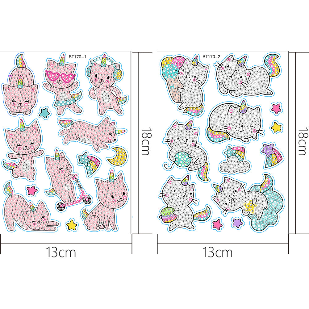 2pcs Dot Drill Sticker Cartoon Pattern DIY Art Craft for Kids Adult Gift Rewards