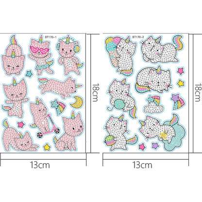 2pcs Dot Drill Sticker Cartoon Pattern DIY Art Craft for Kids Adult Gift Rewards