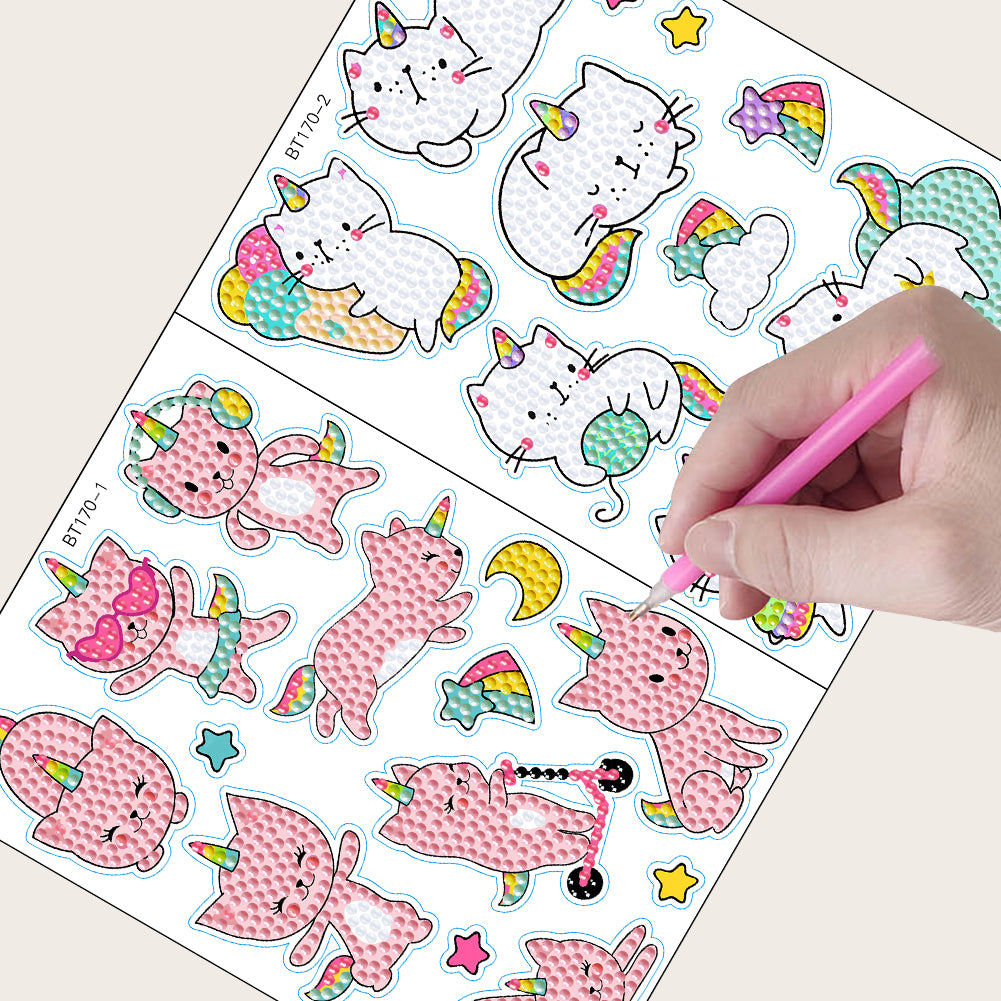 2pcs Dot Drill Sticker Cartoon Pattern DIY Art Craft for Kids Adult Gift Rewards