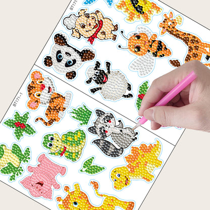 2pcs Dot Drill Sticker Cartoon Pattern DIY Art Craft for Kids Adult Gift Rewards