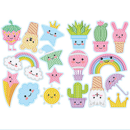 2pcs Dot Drill Sticker Cartoon Pattern DIY Art Craft for Kids Adult Gift Rewards
