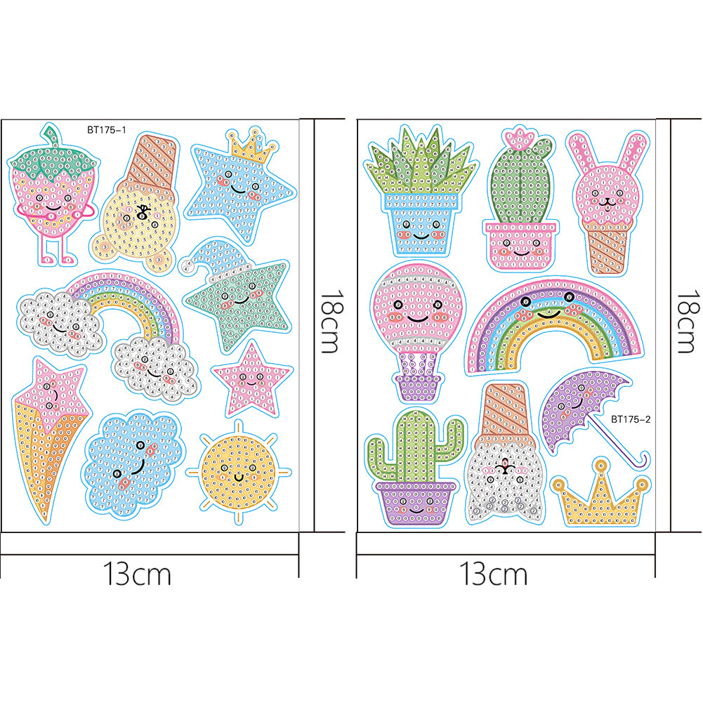 2pcs Dot Drill Sticker Cartoon Pattern DIY Art Craft for Kids Adult Gift Rewards