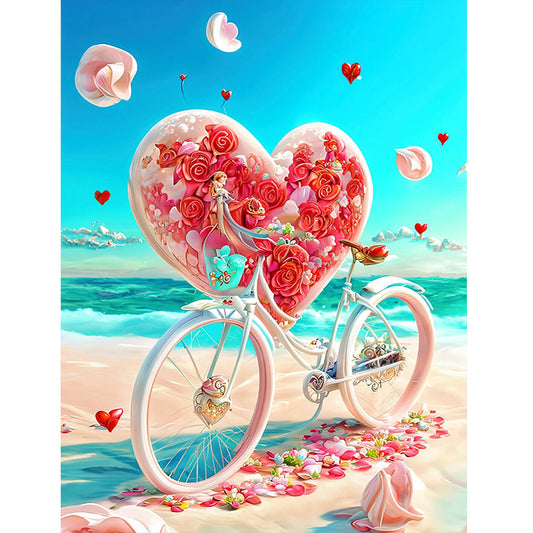 Beach Romantic Rose Bike - Full Round Drill Diamond Painting 30*40CM