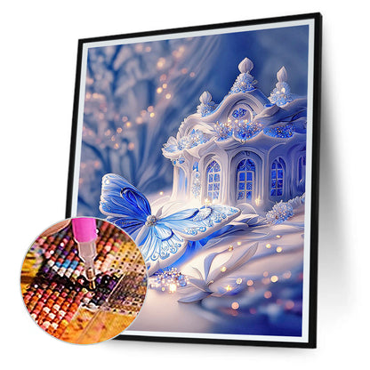 Fantasy Blue And White Porcelain Butterfly House - Full Round Drill Diamond Painting 30*40CM