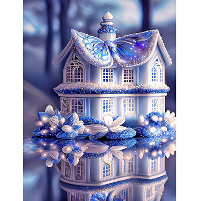 Fantasy Blue And White Porcelain Butterfly House - Full Round Drill Diamond Painting 30*40CM