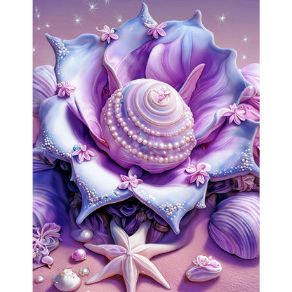 Purple Shell - Full Round Drill Diamond Painting 30*40CM