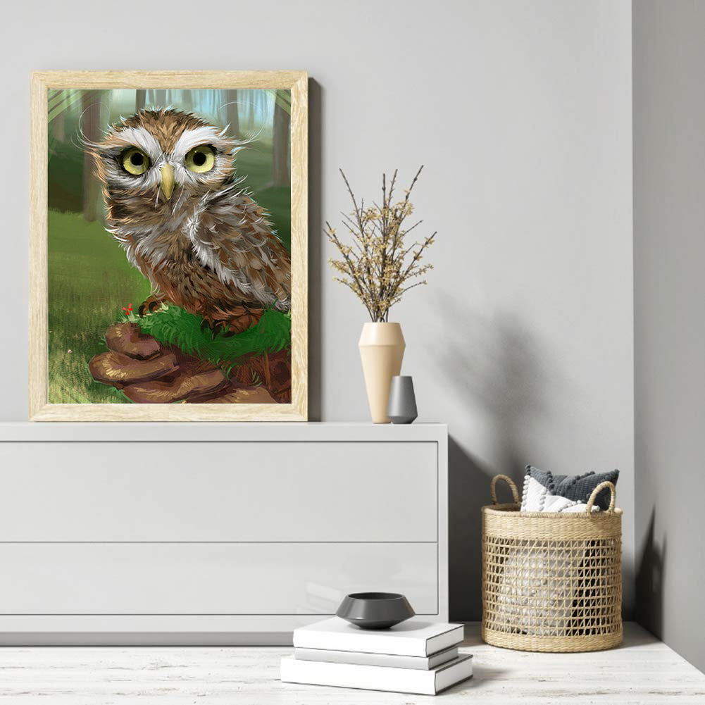 Owl - Full Round Drill Diamond Painting 30*40CM