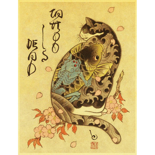 Samurai Cat - Full Round Drill Diamond Painting 40*50CM