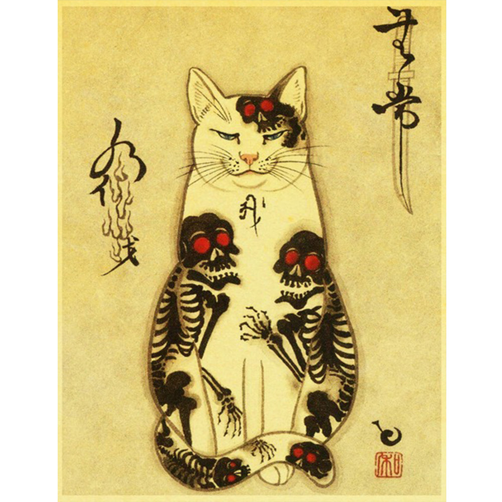 Samurai Cat - Full Round Drill Diamond Painting 40*50CM