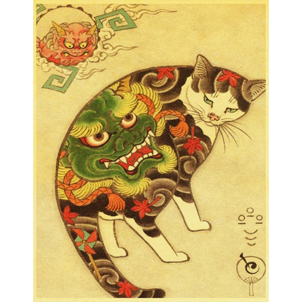 Samurai Cat - Full Round Drill Diamond Painting 40*50CM