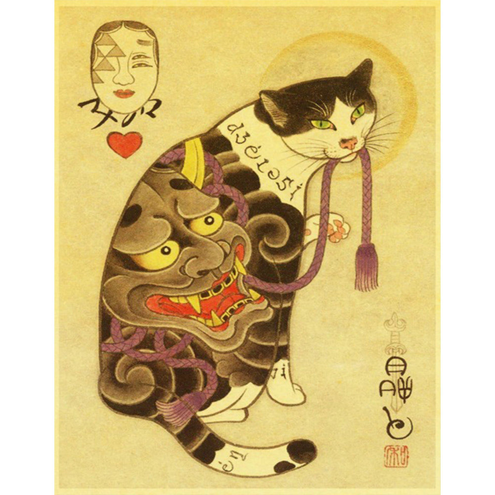 Samurai Cat - Full Round Drill Diamond Painting 40*50CM