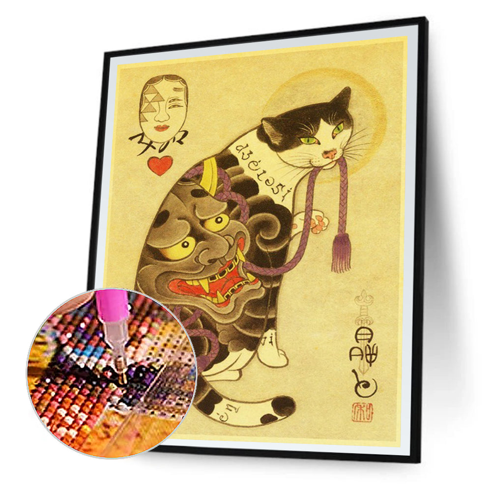 Samurai Cat - Full Round Drill Diamond Painting 40*50CM