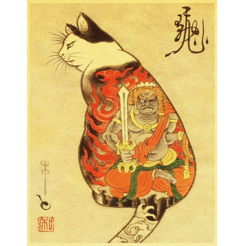 Samurai Cat - Full Round Drill Diamond Painting 40*50CM