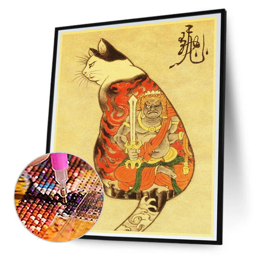 Samurai Cat - Full Round Drill Diamond Painting 40*50CM