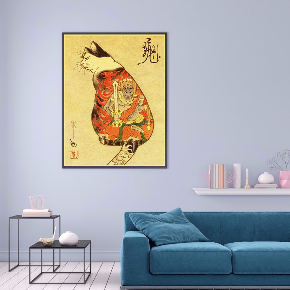 Samurai Cat - Full Round Drill Diamond Painting 40*50CM