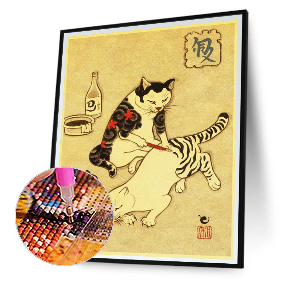 Samurai Cat - Full Round Drill Diamond Painting 40*50CM