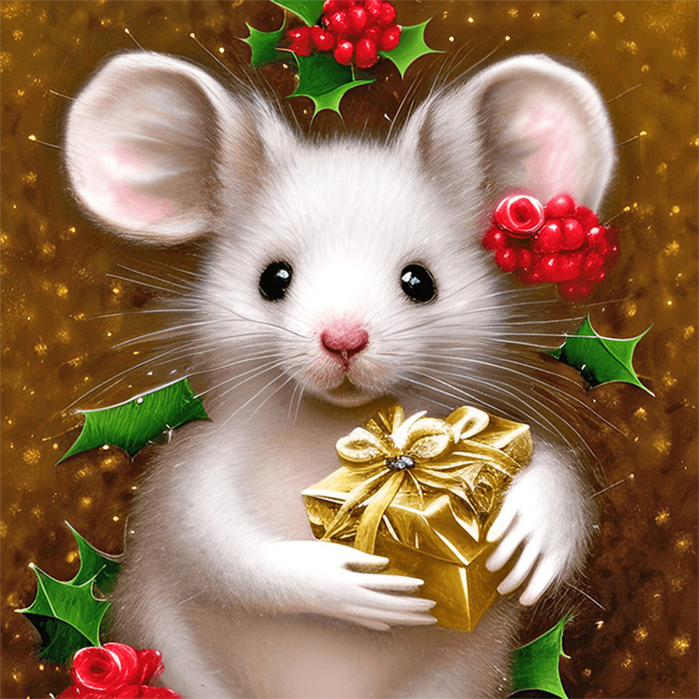 White Mouse - Full Round Drill Diamond Painting 30*30CM