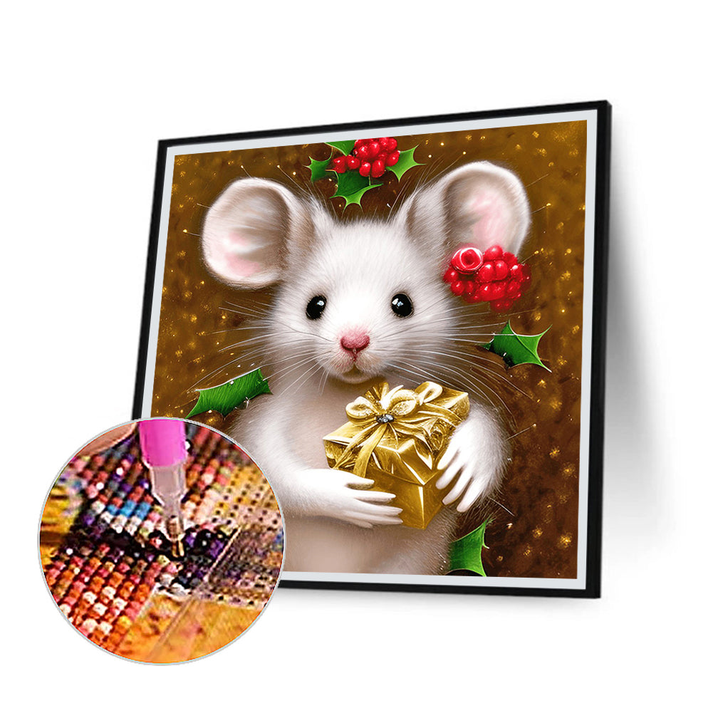 White Mouse - Full Round Drill Diamond Painting 30*30CM