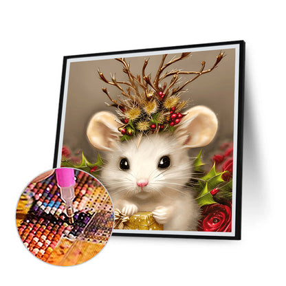 White Mouse - Full Round Drill Diamond Painting 30*30CM