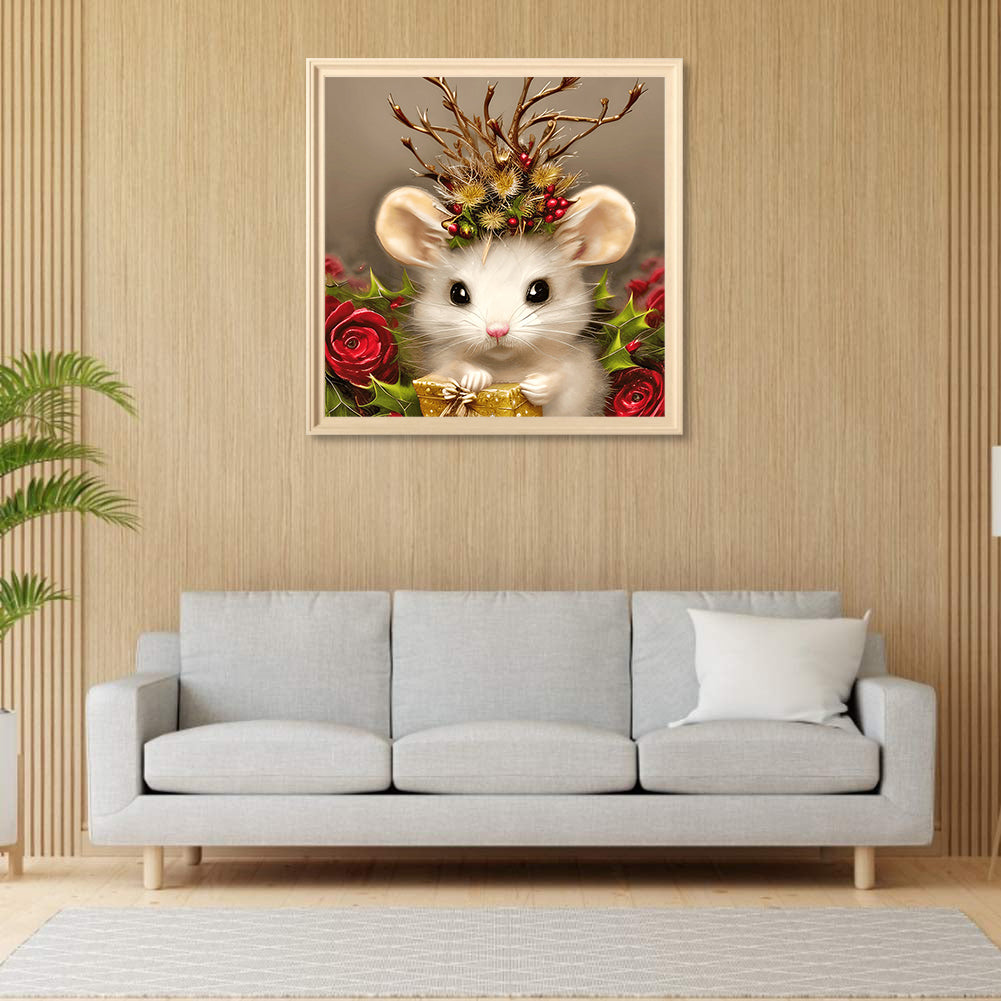 White Mouse - Full Round Drill Diamond Painting 30*30CM