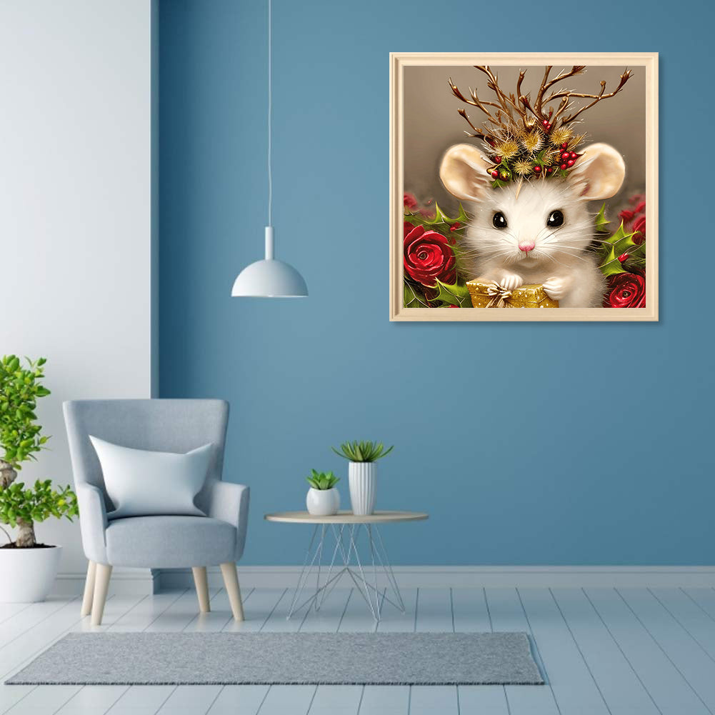 White Mouse - Full Round Drill Diamond Painting 30*30CM