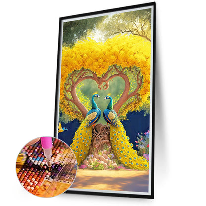 Golden Peacock - Full Square Drill Diamond Painting 40*70CM