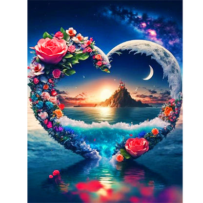 Dream Love Rose Wreath - Full Round Drill Diamond Painting 30*40CM