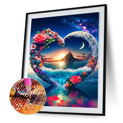 Dream Love Rose Wreath - Full Round Drill Diamond Painting 30*40CM