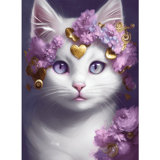 Cute White Cat - Full Round Drill Diamond Painting 30*40CM