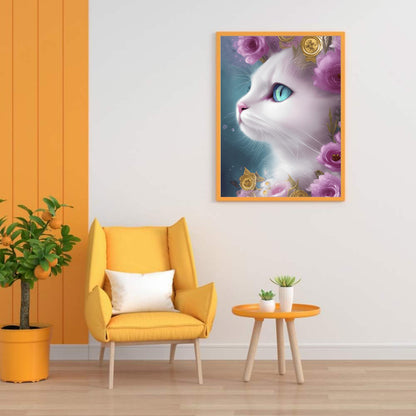 Cute White Cat - Full Round Drill Diamond Painting 30*40CM