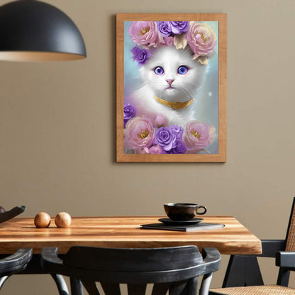 Cute White Cat - Full Round Drill Diamond Painting 30*40CM